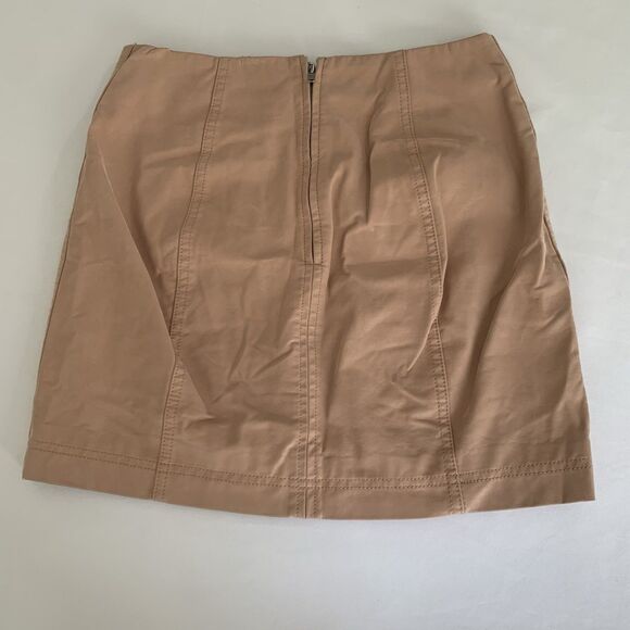 Free People Modern Femme Mini Skirt 2 Nude Blush Vegan Leather Preppy Edgy Boho - Picture 4 of 9